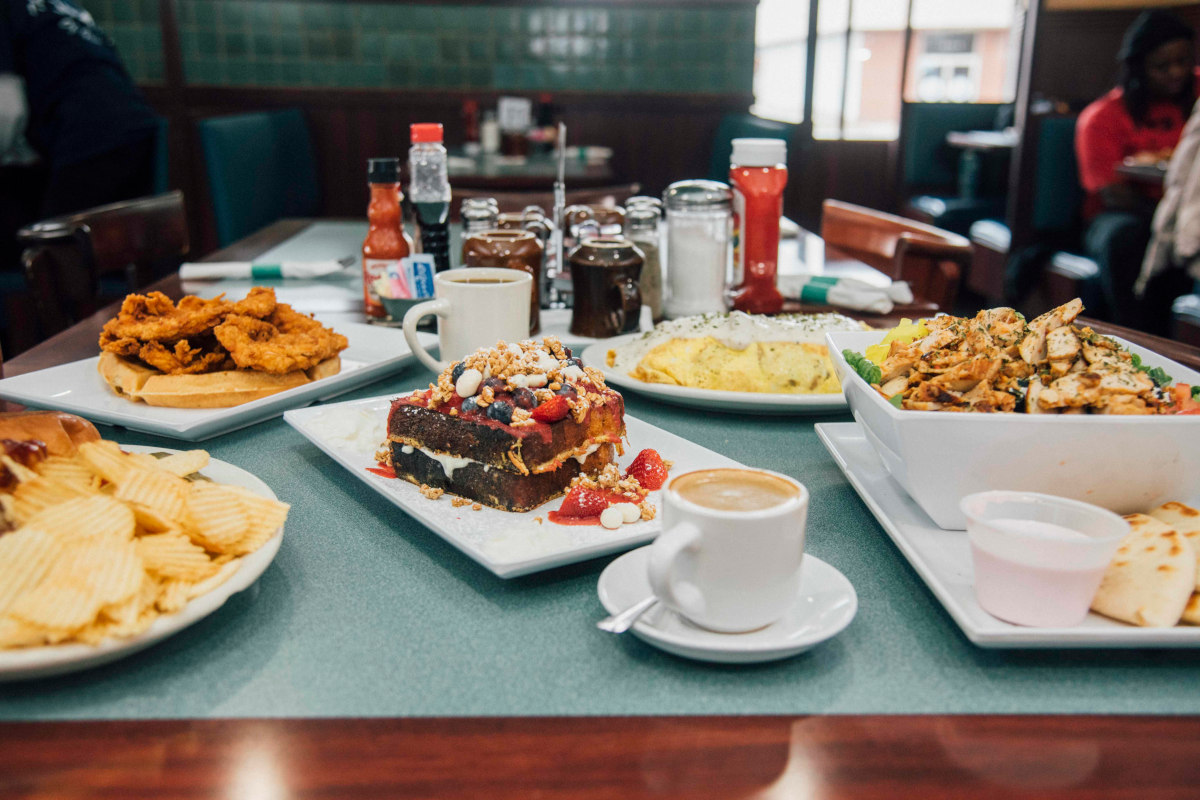 Lunch plates and cozy dining room